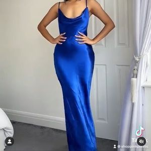 Satin blue dress